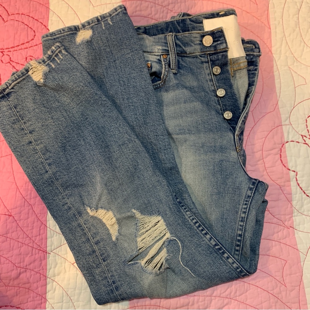 MOTHER Stylish Distressed Denim Jeans